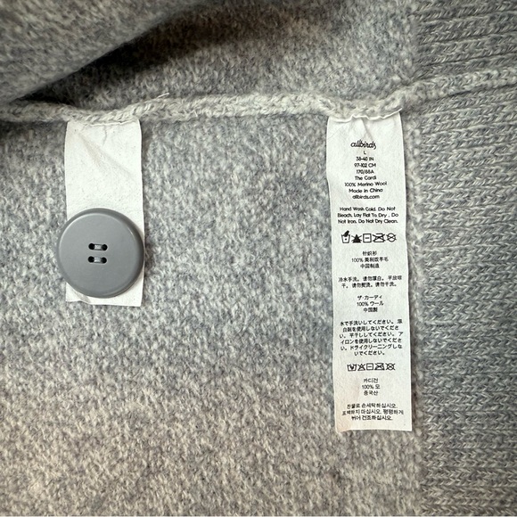 Allbirds 100% Merino wool Light Gray women’s Cardigan EUC SIZE Large - Picture 7 of 12